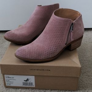 Lucky Brand Pink Suede Booties